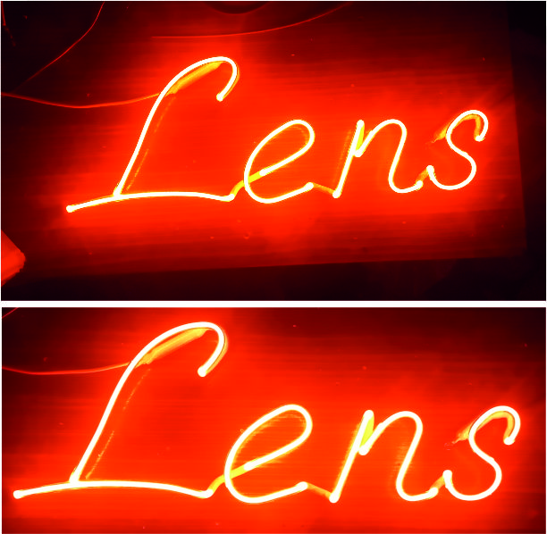 ışıklı lens neon yazısı